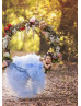 Sky Blue Satin Tulle Ruffled V Back Flower Girl Dress